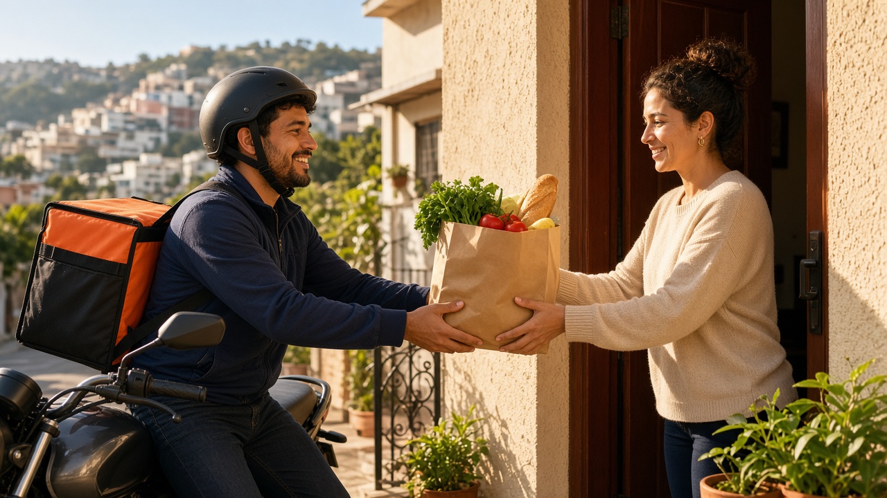 Rider delivering an order to a customer